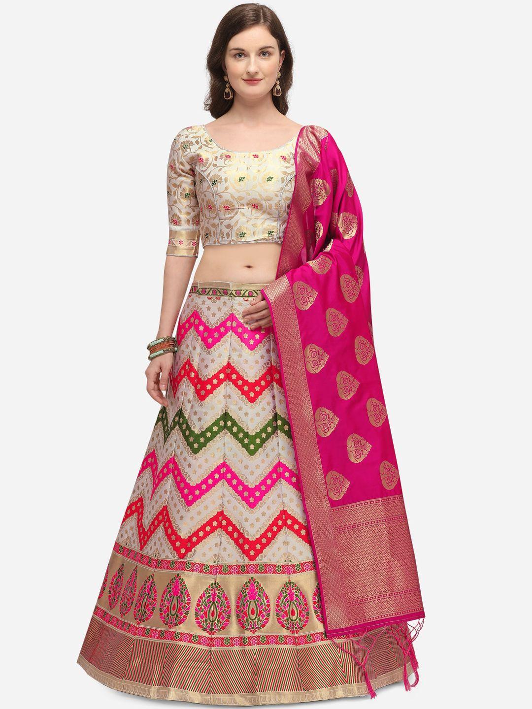 jatriqq-cream-coloured-&-pink-woven-design-semi-stitched-lehenga-&-unstitched-blouse-with-dupatta