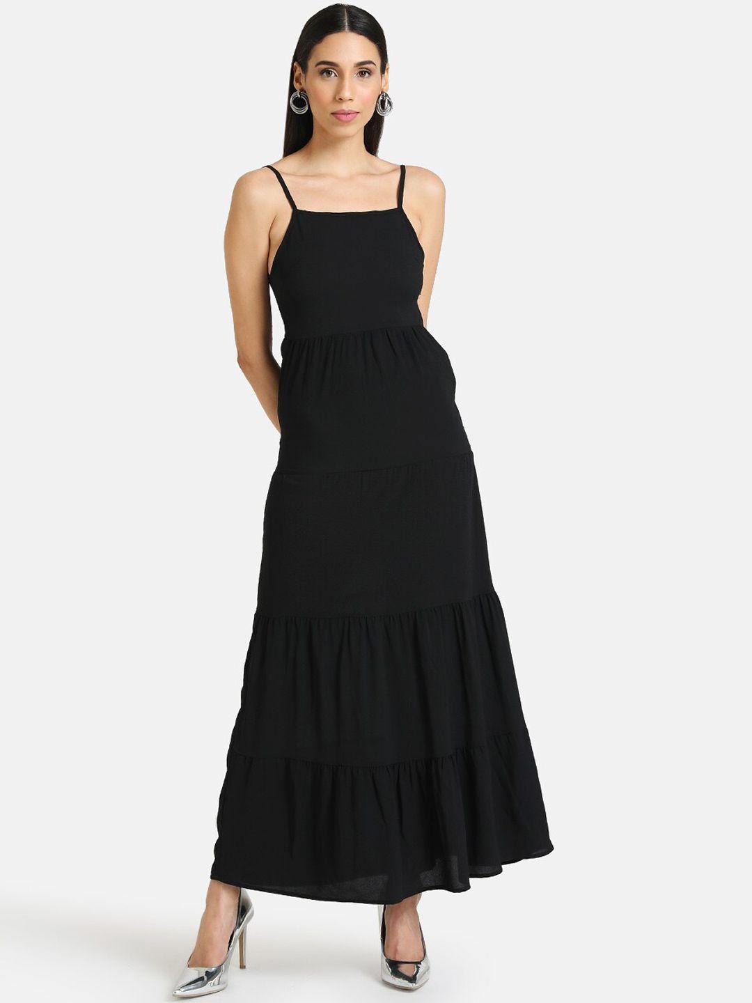 kazo-women-black-solid-layered-maxi-dress
