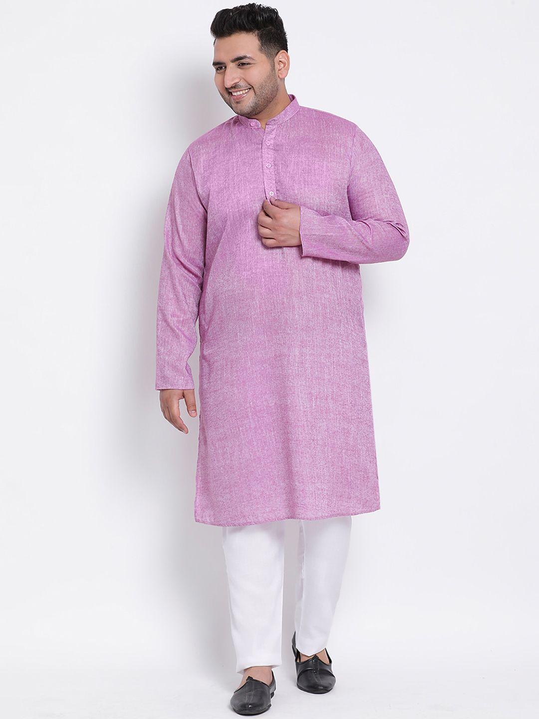 hangup-men-purple-&-white-solid-kurta-with-pyjamas