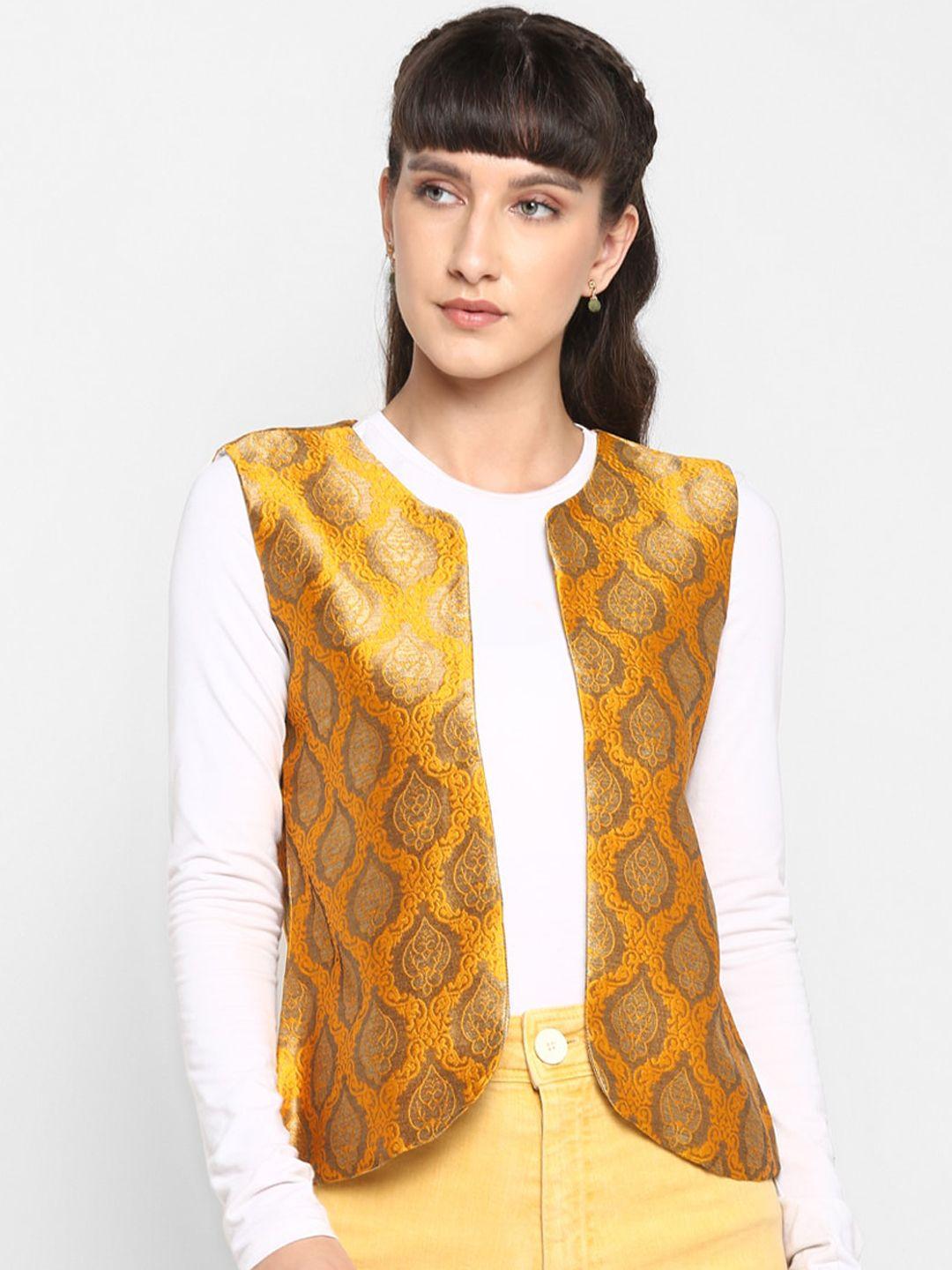 hangup-women-yellow-printed-lightweight-ethnic-open-front-jacket