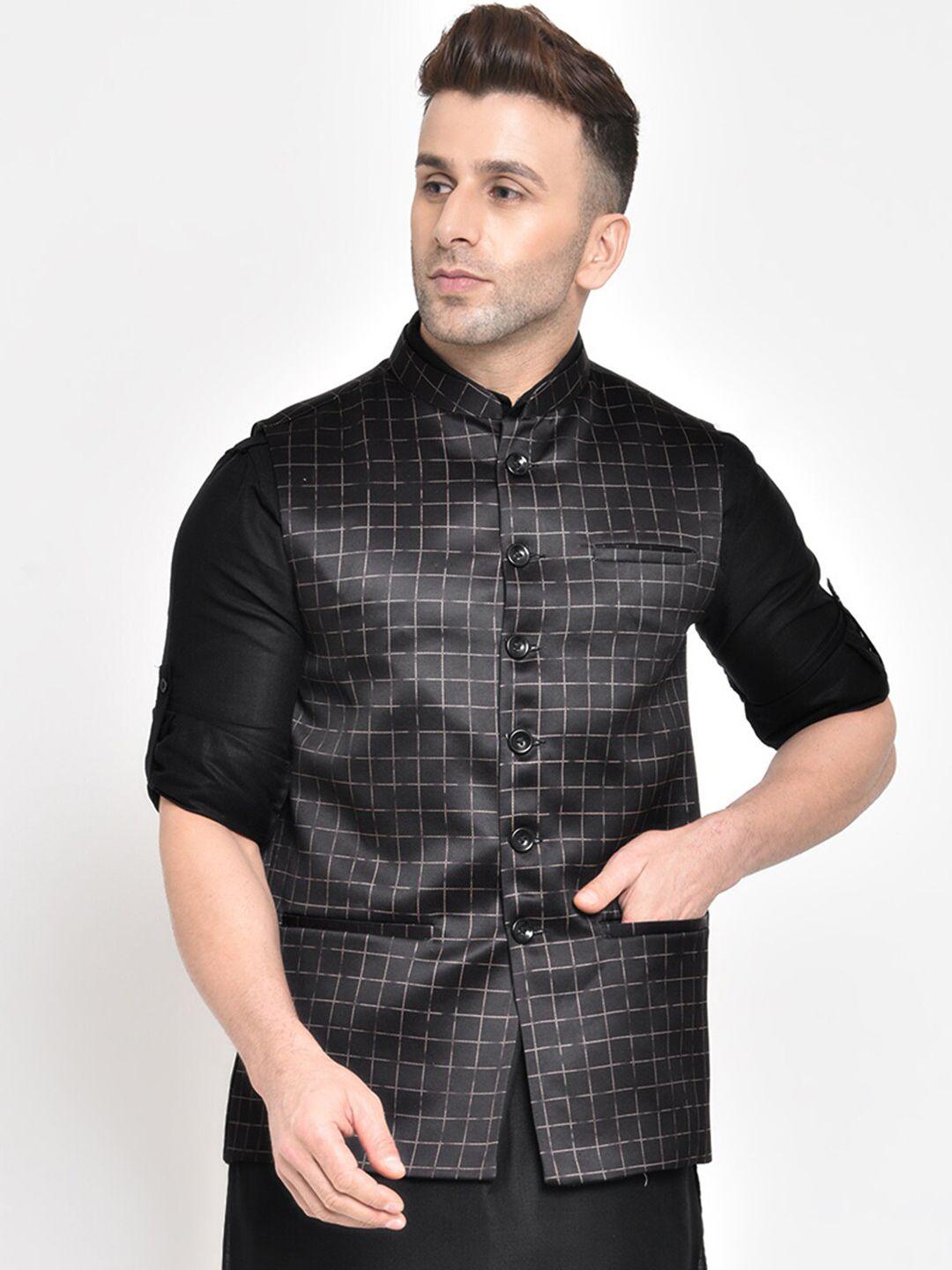 hangup-men-black-&-off-white-checked-woven-nehru-jacket