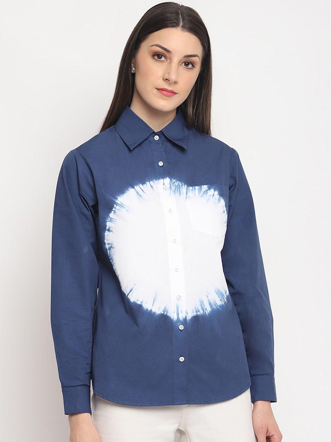 otorva-women-blue--rayon-regular-fit-printed-casual-shirt