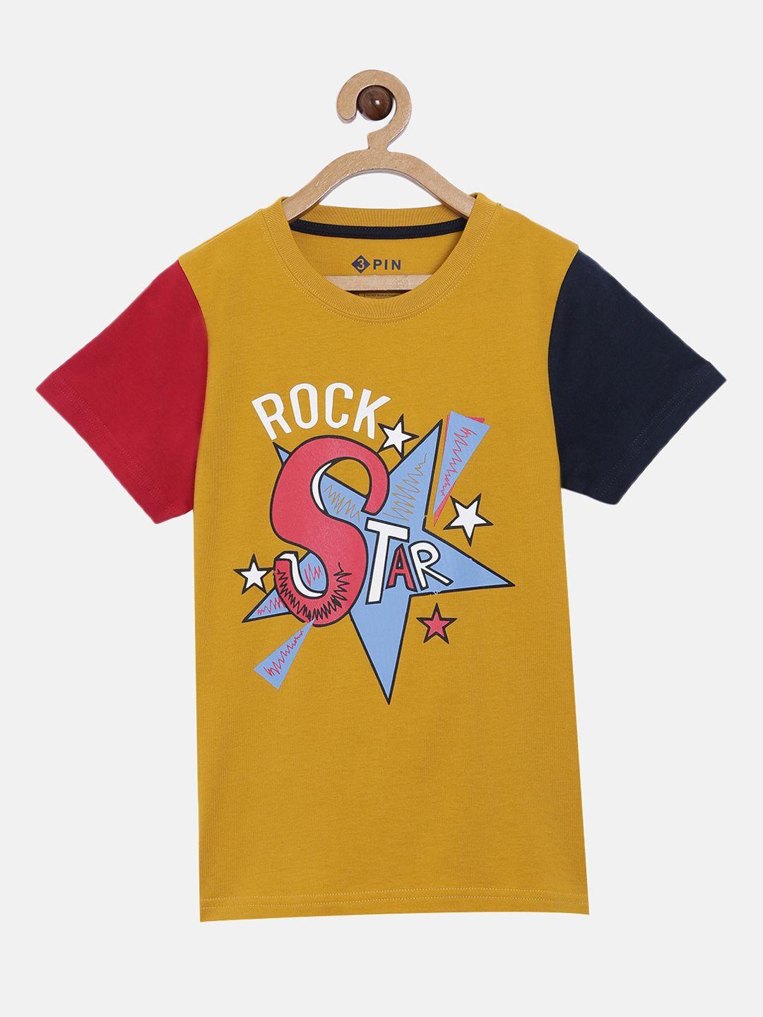 3pin-boys-mustard-printed-round-neck-t-shirt