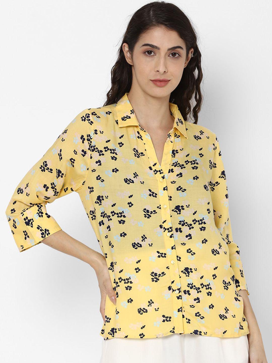 allen-solly-woman-women-yellow-&-black-regular-fit-printed-casual-shirt