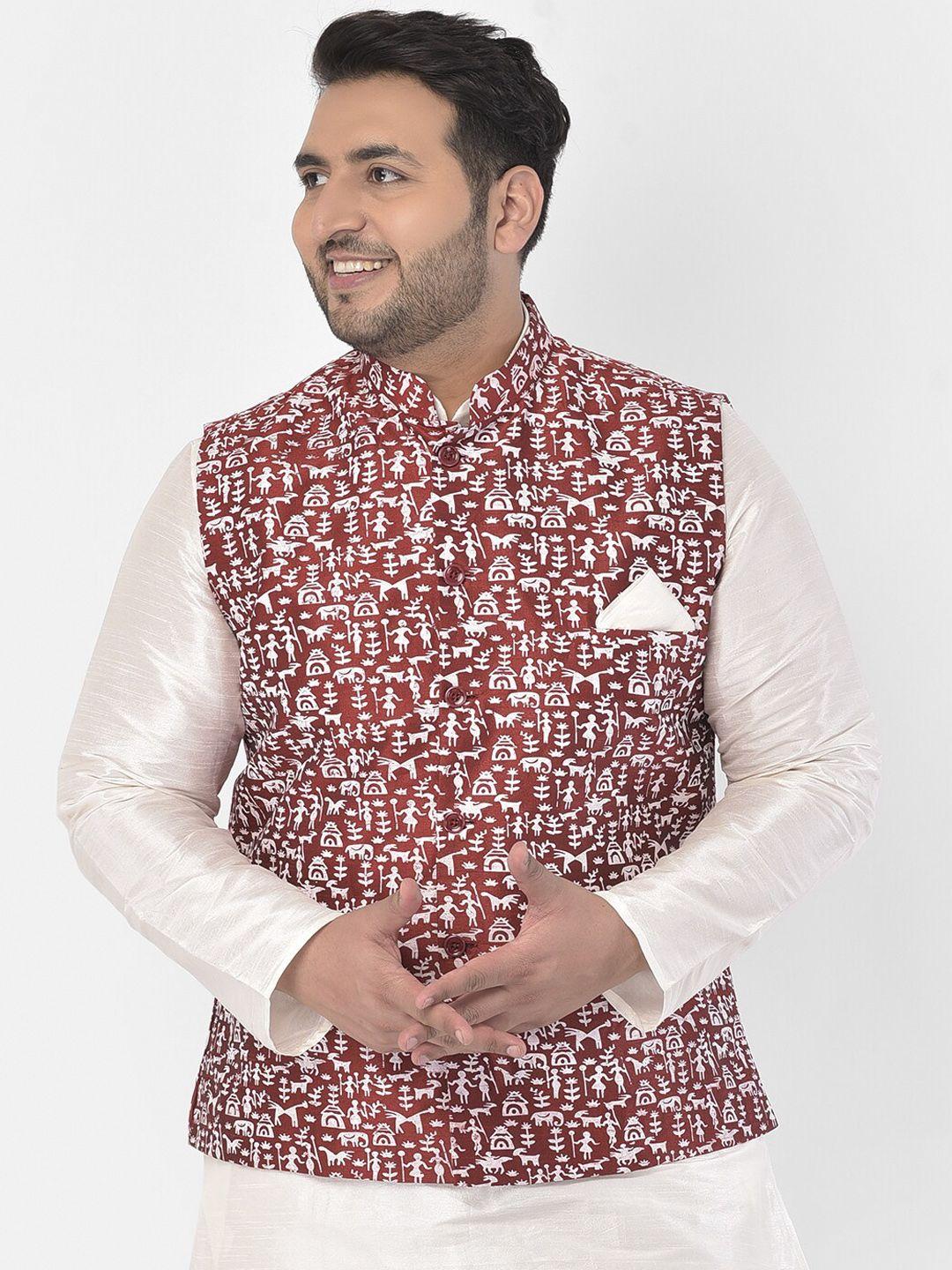 deyann-plus-men-red-&-white-printed-woven-nehru-jacket