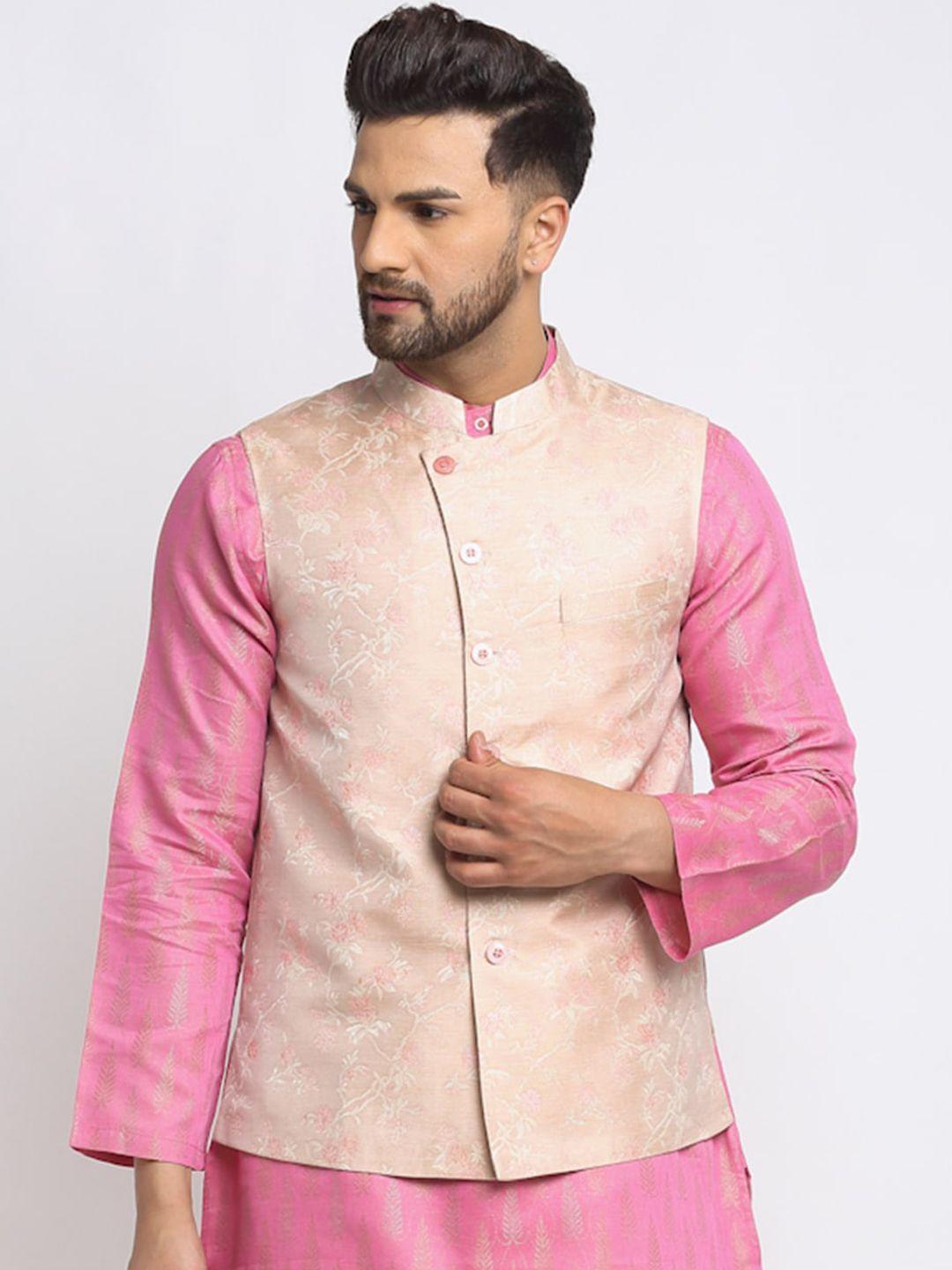 neudis-men-beige-and-peach-coloured-printed-jacquard-satin-nehru-jacket