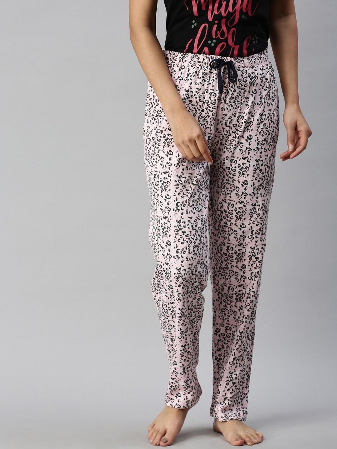 kryptic-women-black-&-pink-printed-lounge-pants