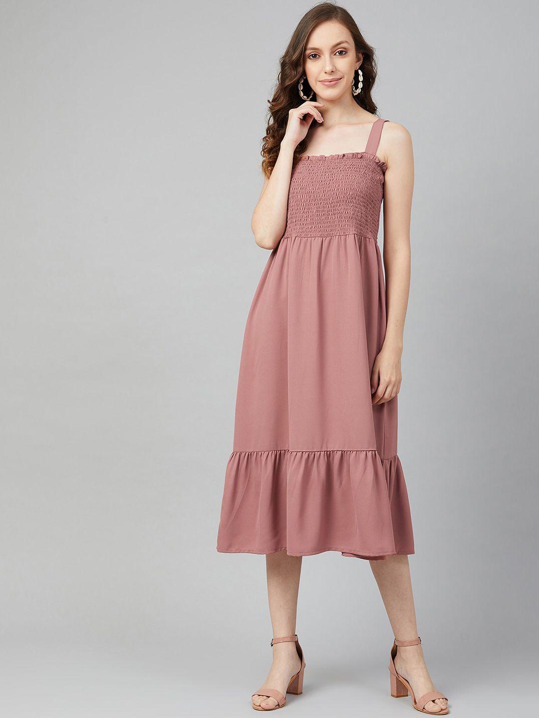 marie-claire-women-peach-coloured-solid-a-line-dress
