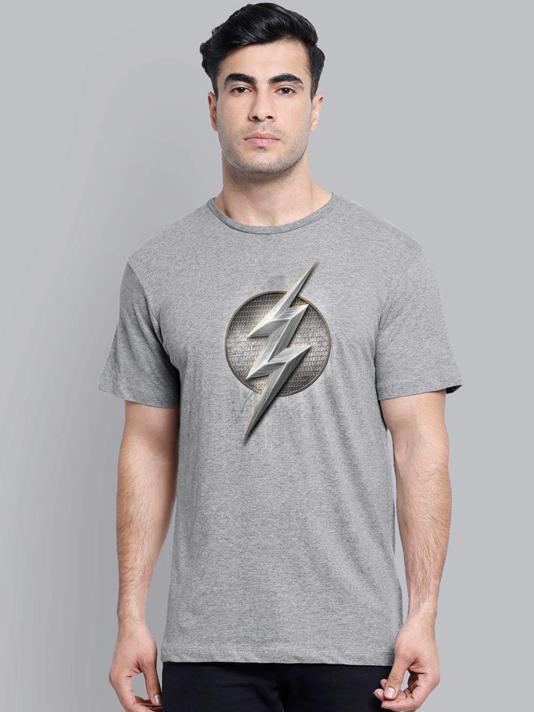 free-authority-men-grey-flash-printed-round-neck-t-shirt