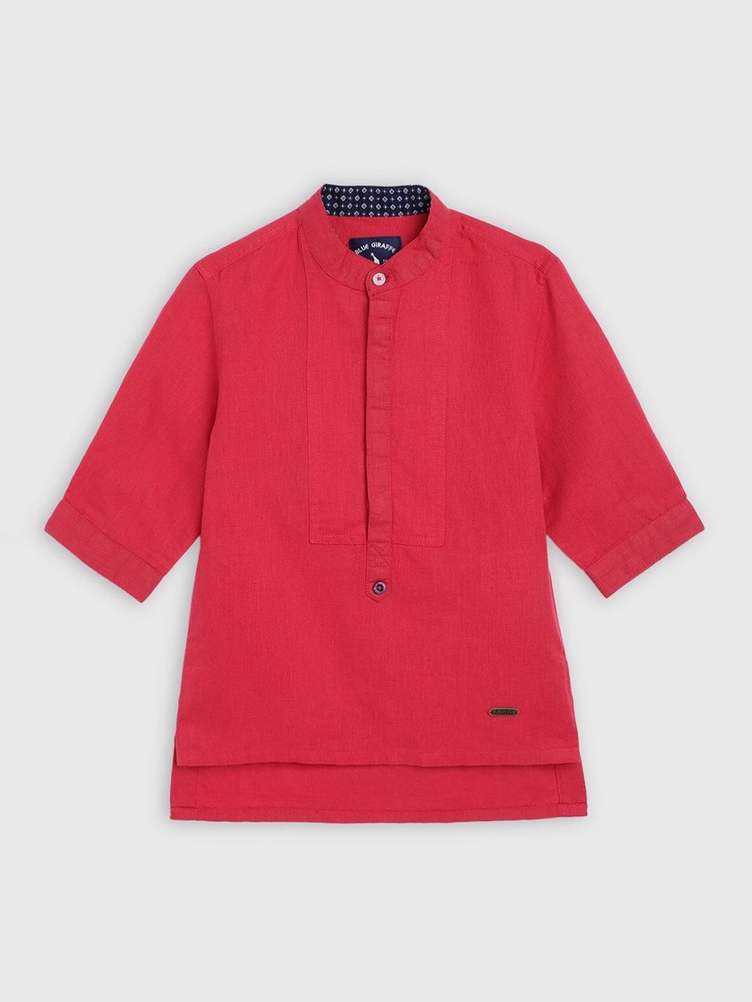 blue-giraffe-boys-red-regular-fit-solid-cotton-casual-shirt