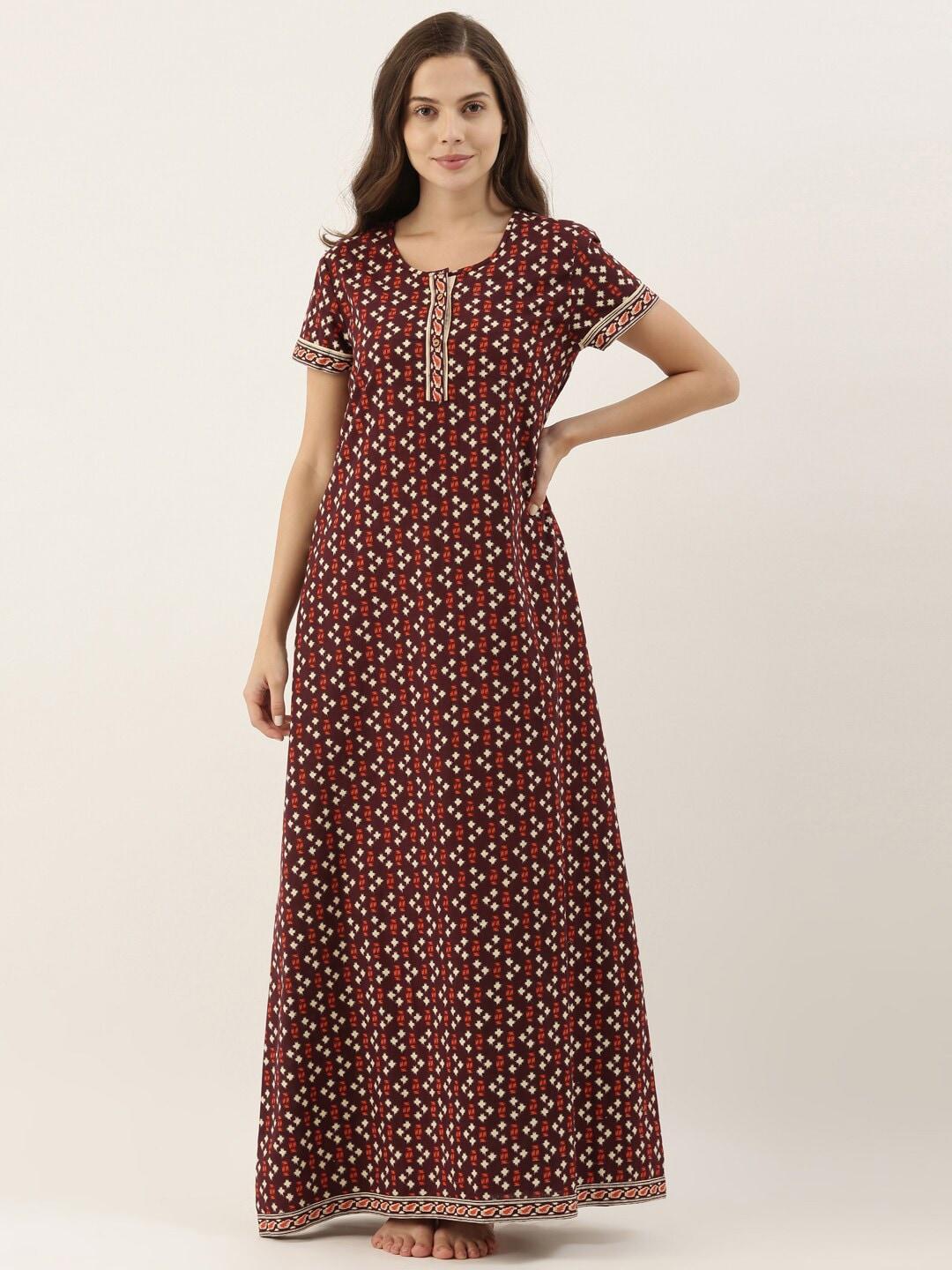bannos-swagger-women-red-printed-maxi-night-dress