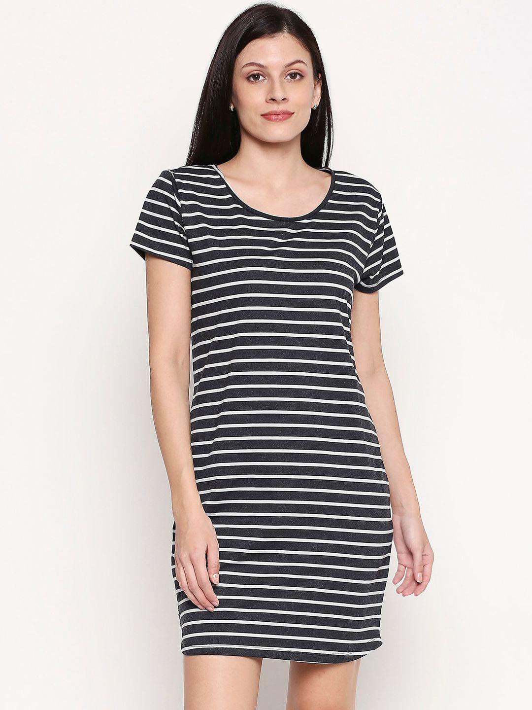 people-charcoal-grey-&-white-striped-t-shirt-dress