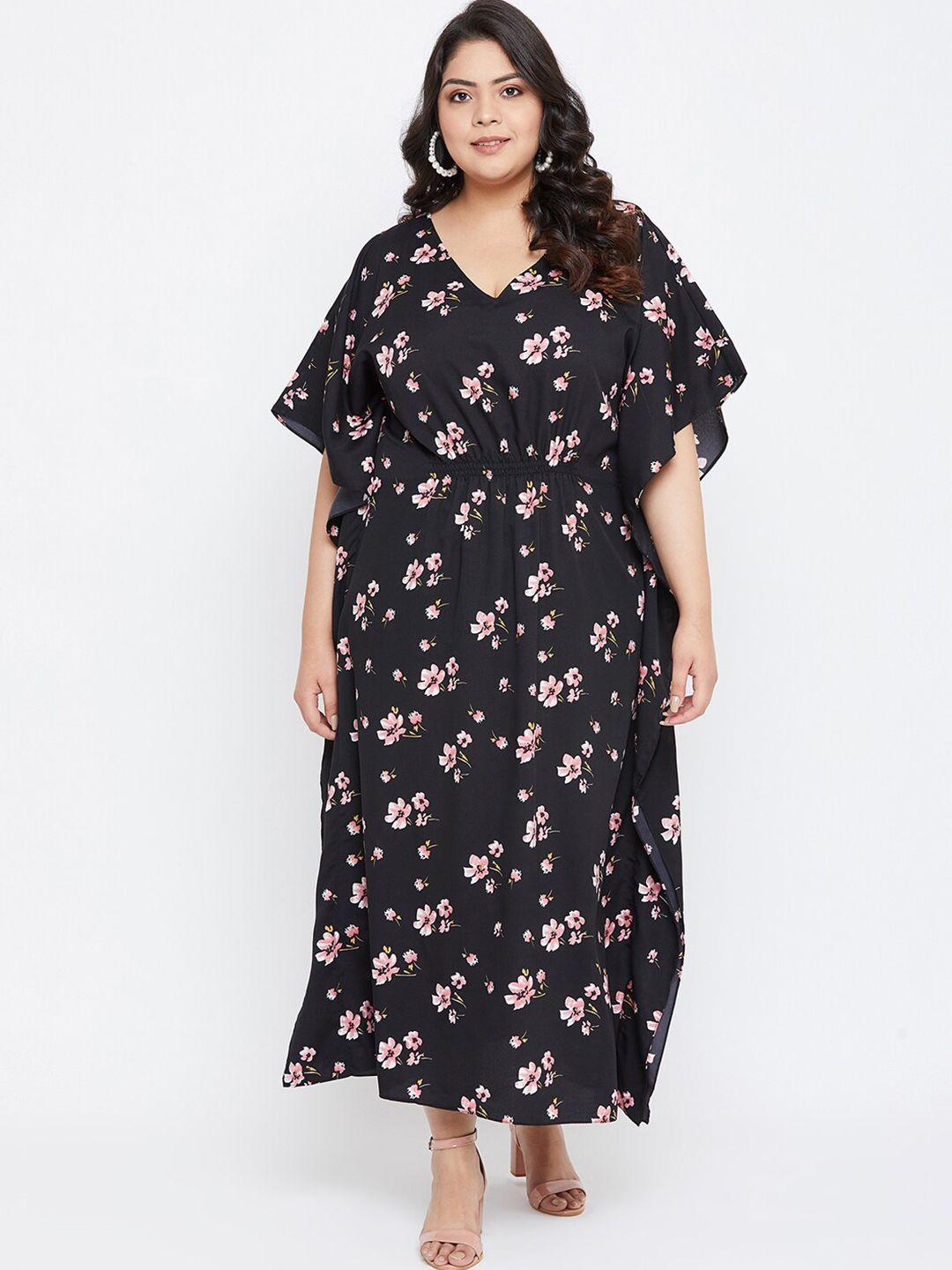 uptownie-liteplus-size--black-floral-printed-crepe-kaftan-nightdress