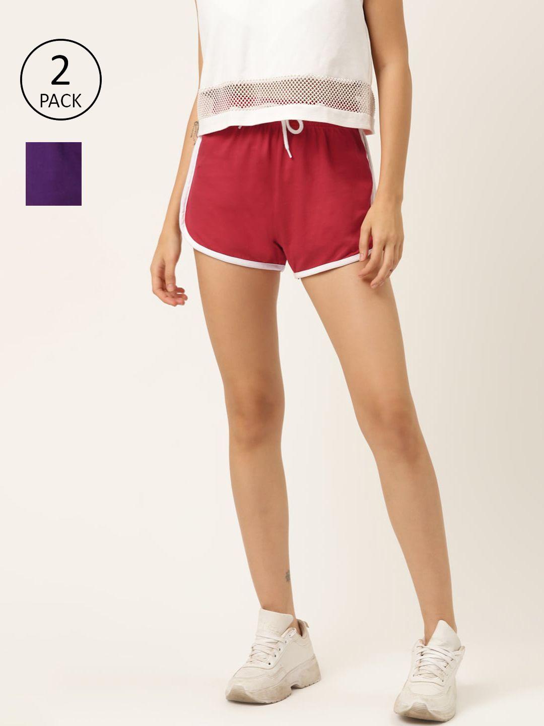 the-dry-state-women-pack-of-2-multicoloured-solid-regular-fit-regular-shorts