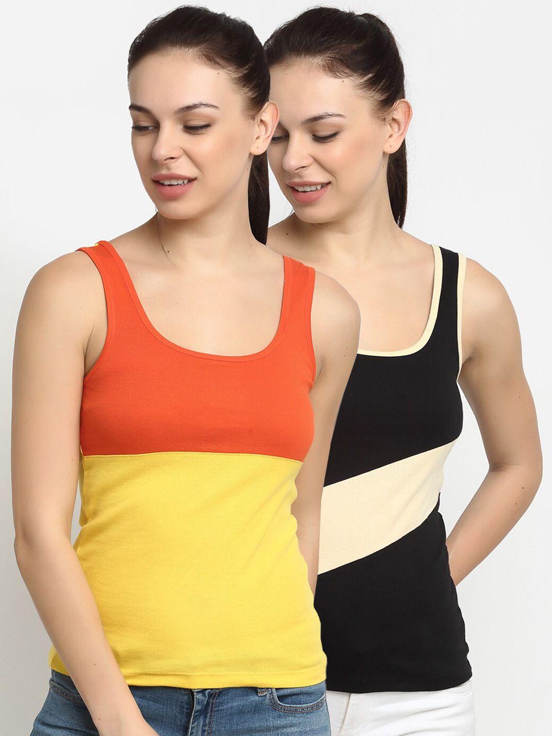friskers-women-multicoloured-pack-of-2-colourblocked-tank-top