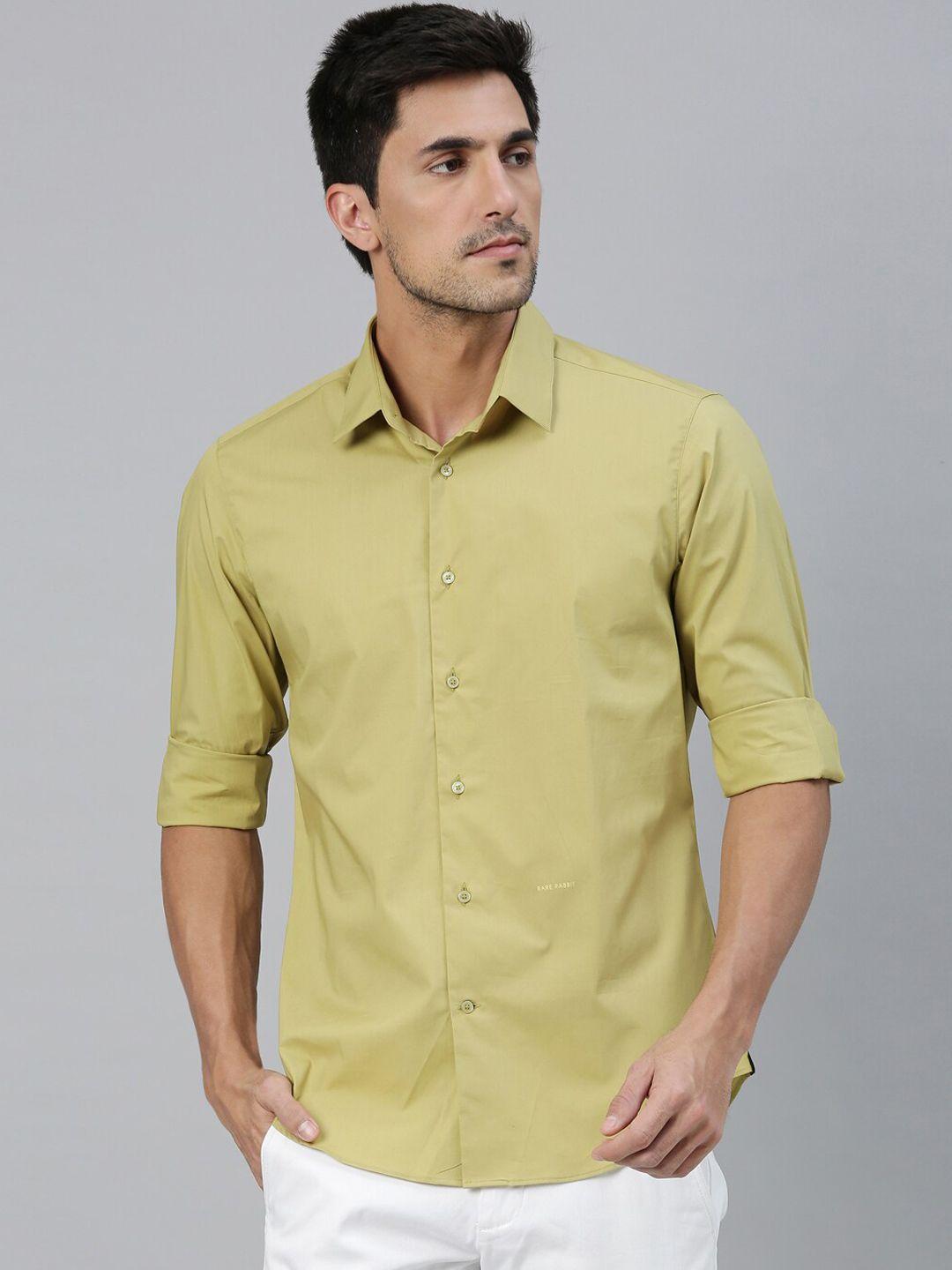 rare-rabbit-men-mustard-regular-fit-solid-cotton-casual-shirt