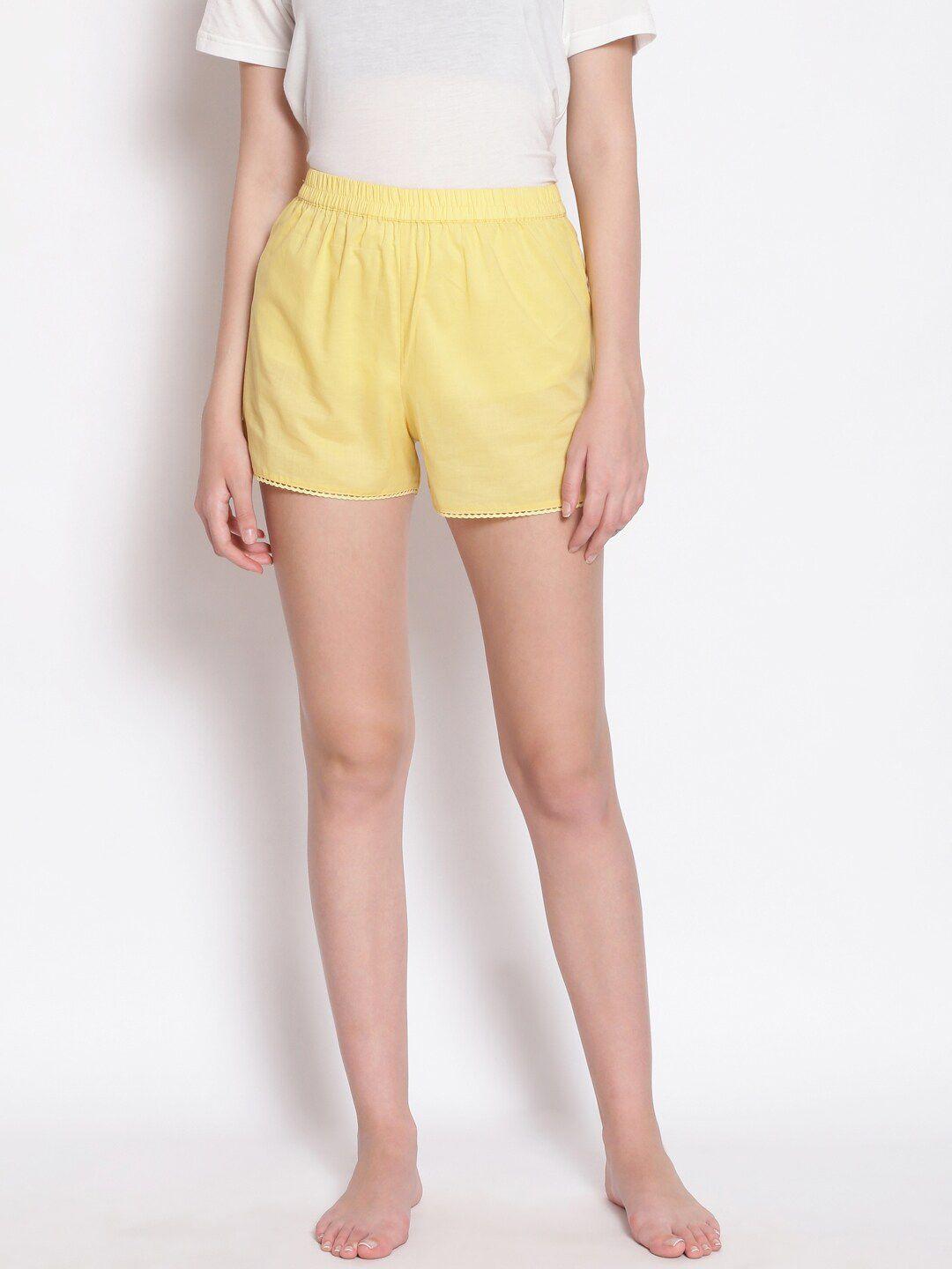 oxolloxo-women-yellow-lounge-cotton-shorts