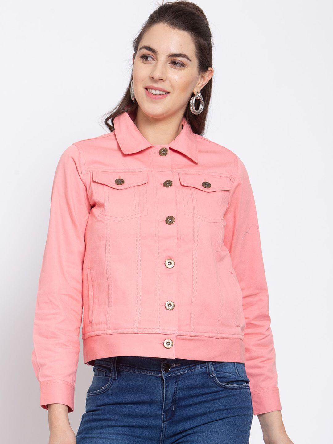 style-quotient-women-pink-solid-crop-denim-jacket