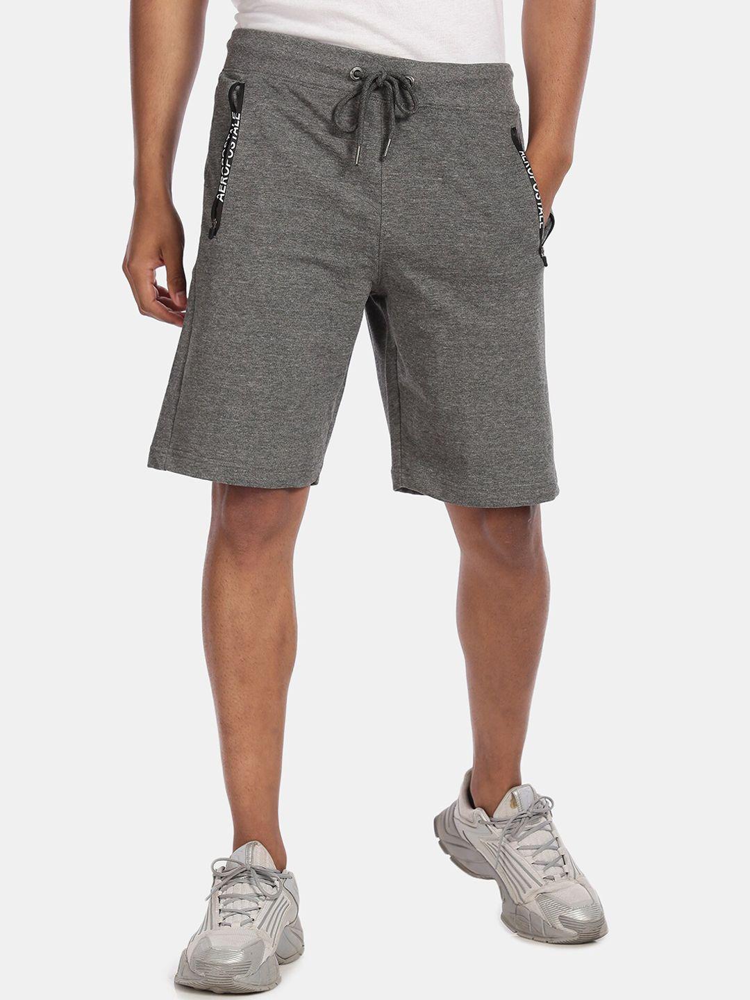 aeropostale-men-grey-melange-solid-pure-cotton-regular-fit-shorts