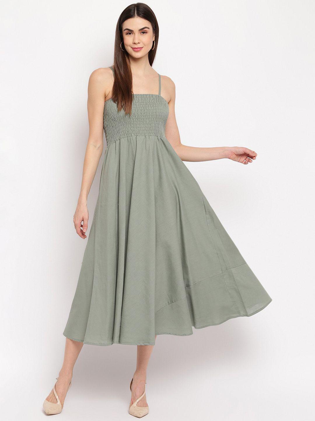 aawari-women-grey-solid-fit-and-flare-dress