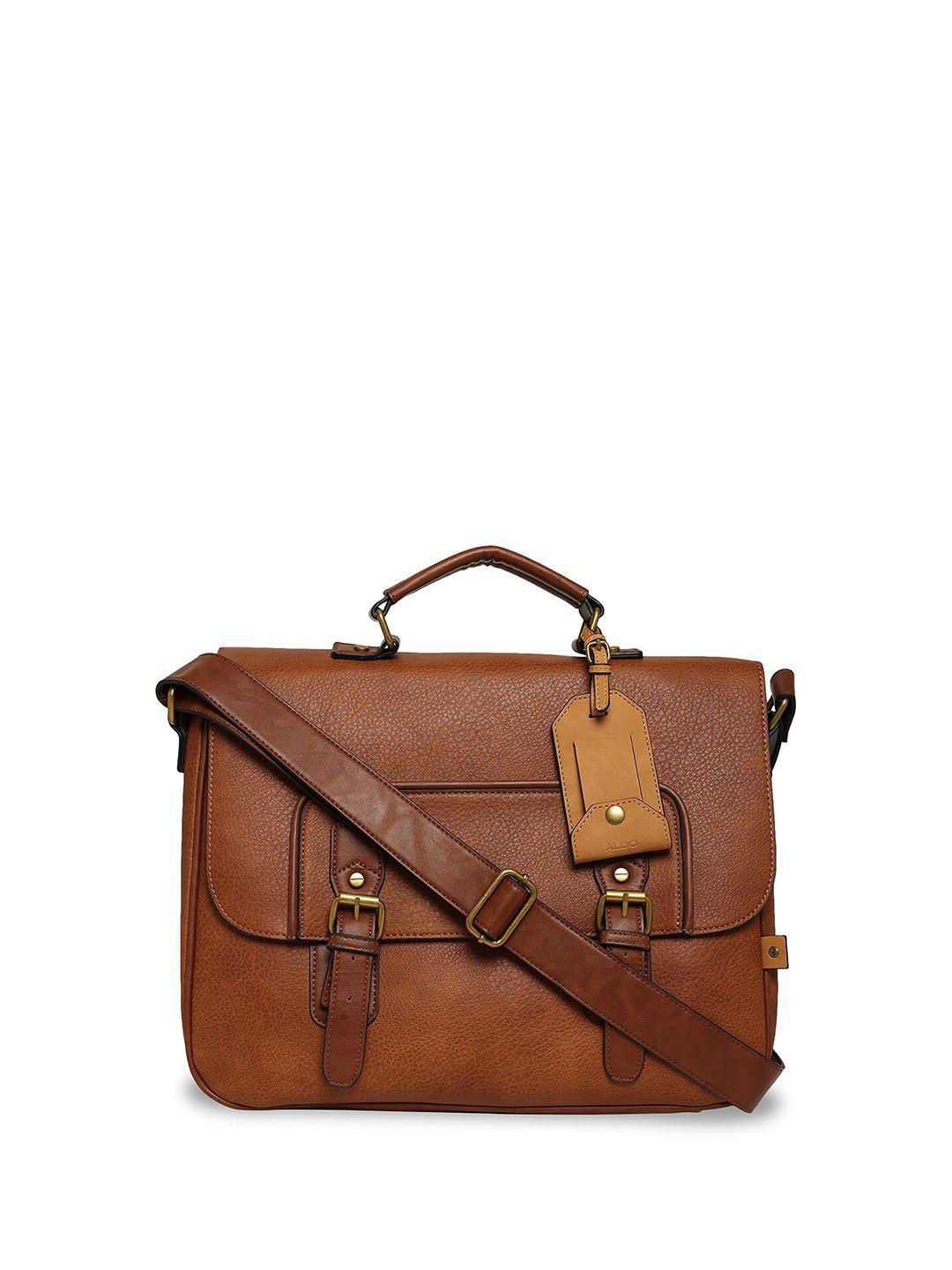 aldo-men-brown-textured-messenger-bag