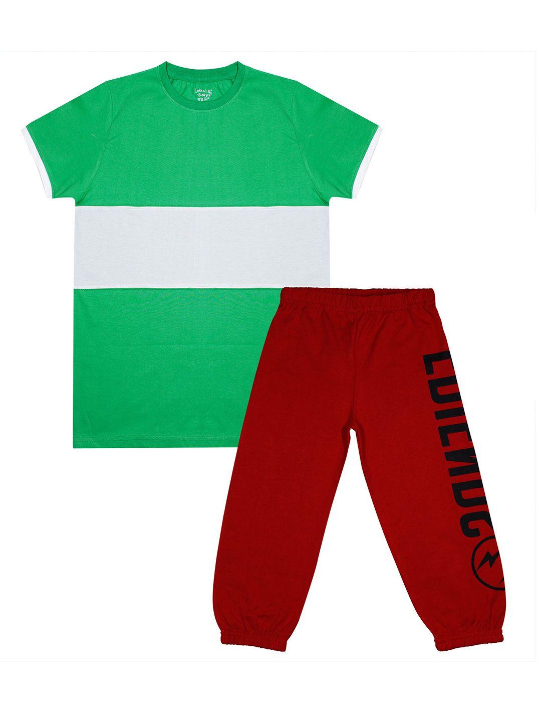 luke-&-lilly-boys-green-&-red-colourblocked-t-shirt-with-pyjamas