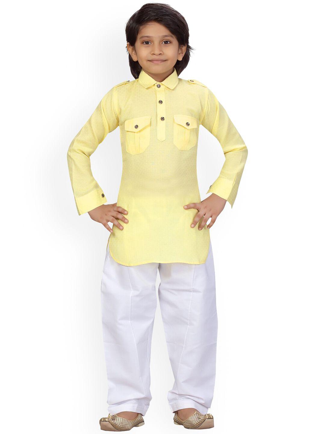 little-mafia-by-aarika-boys-yellow-pure-cotton-kurta-with-pyjamas