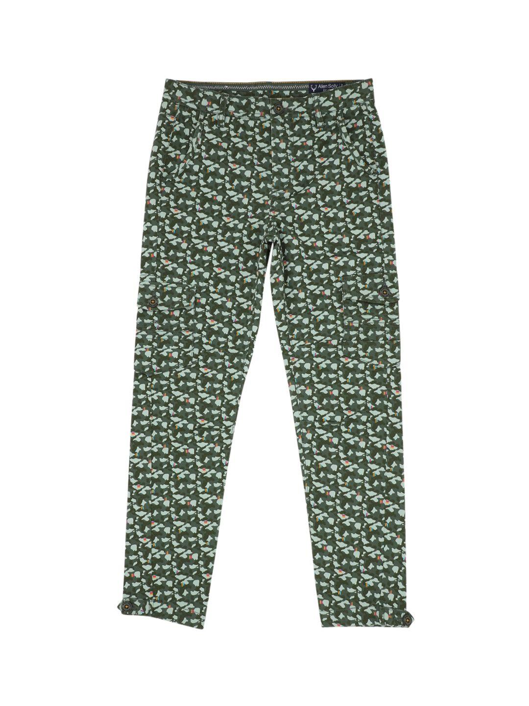 allen-solly-junior-boys-green-printed-regular-trousers