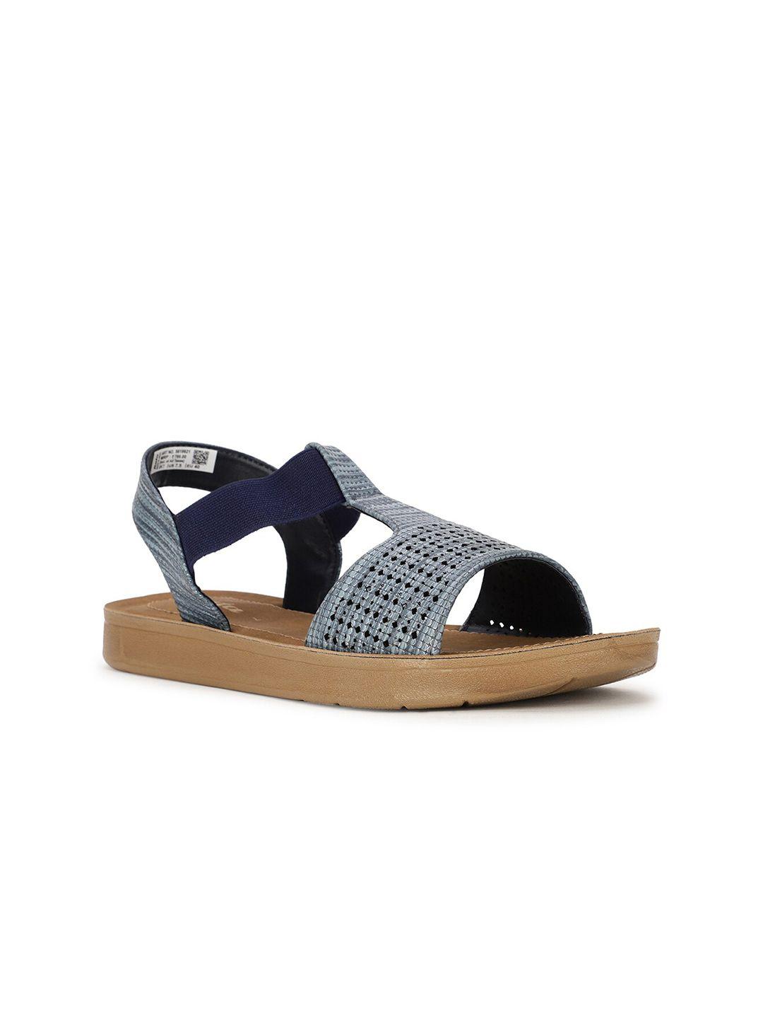 bata-women-blue-&-grey-laser-cuts-open-toe-flats