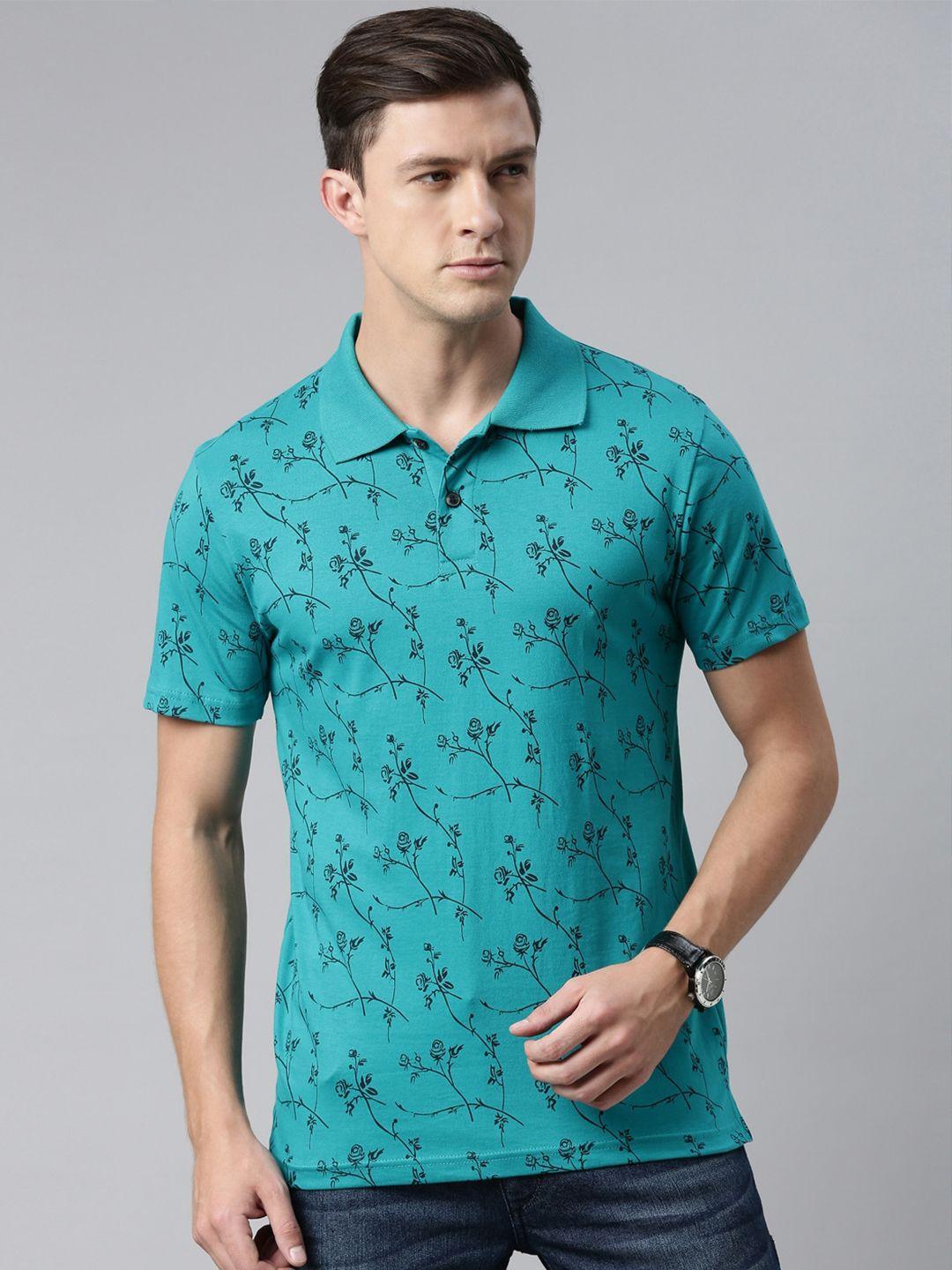 kryptic-men-teal-typography-printed-polo-collar-t-shirt