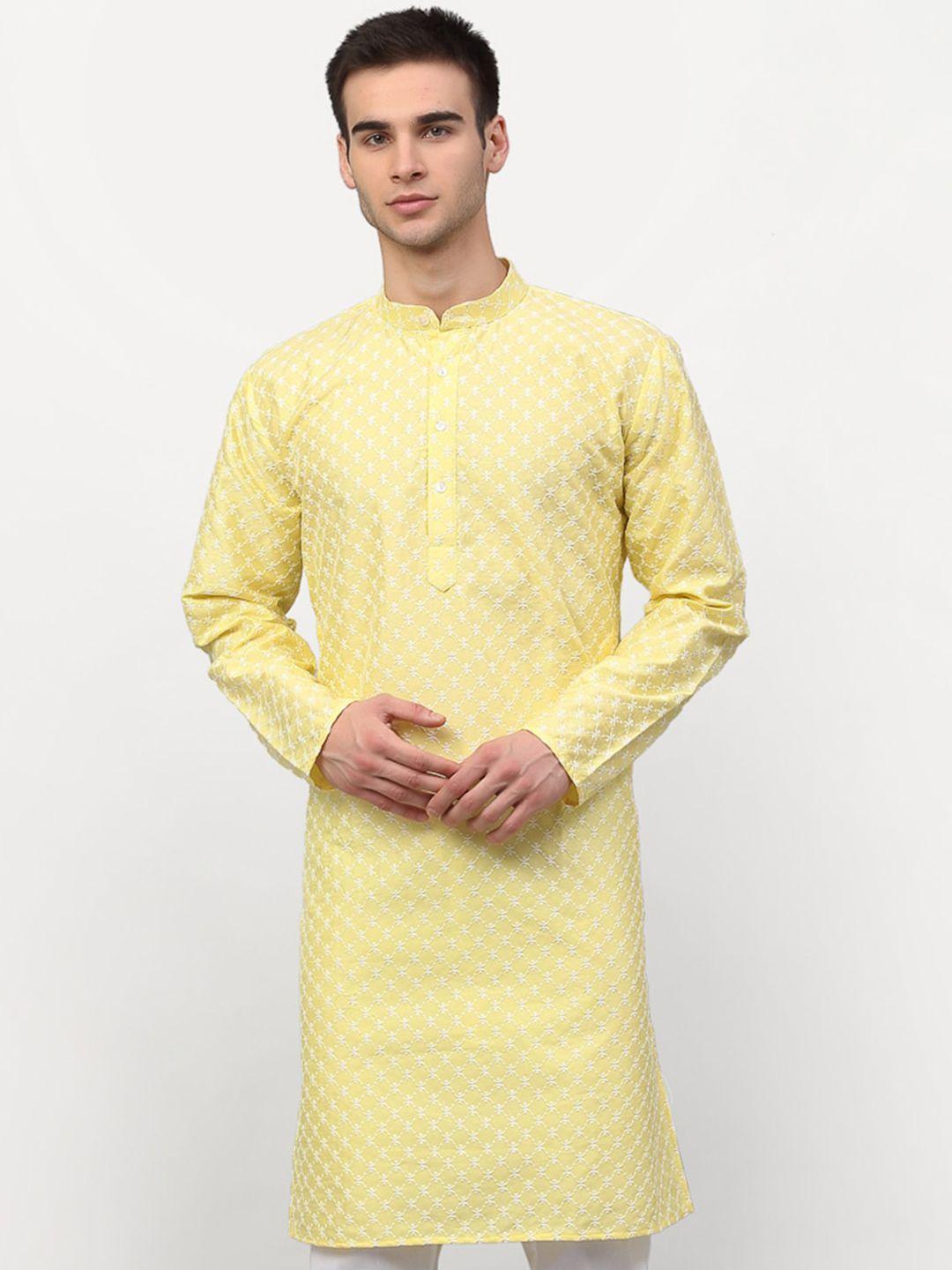 jompers-men-yellow-embroidered-thread-work-kurta