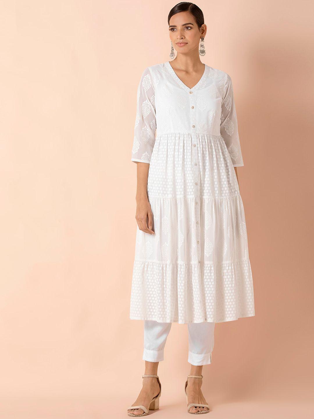 indya-women-white-floral-buttoned-tiered-a-line-tunic