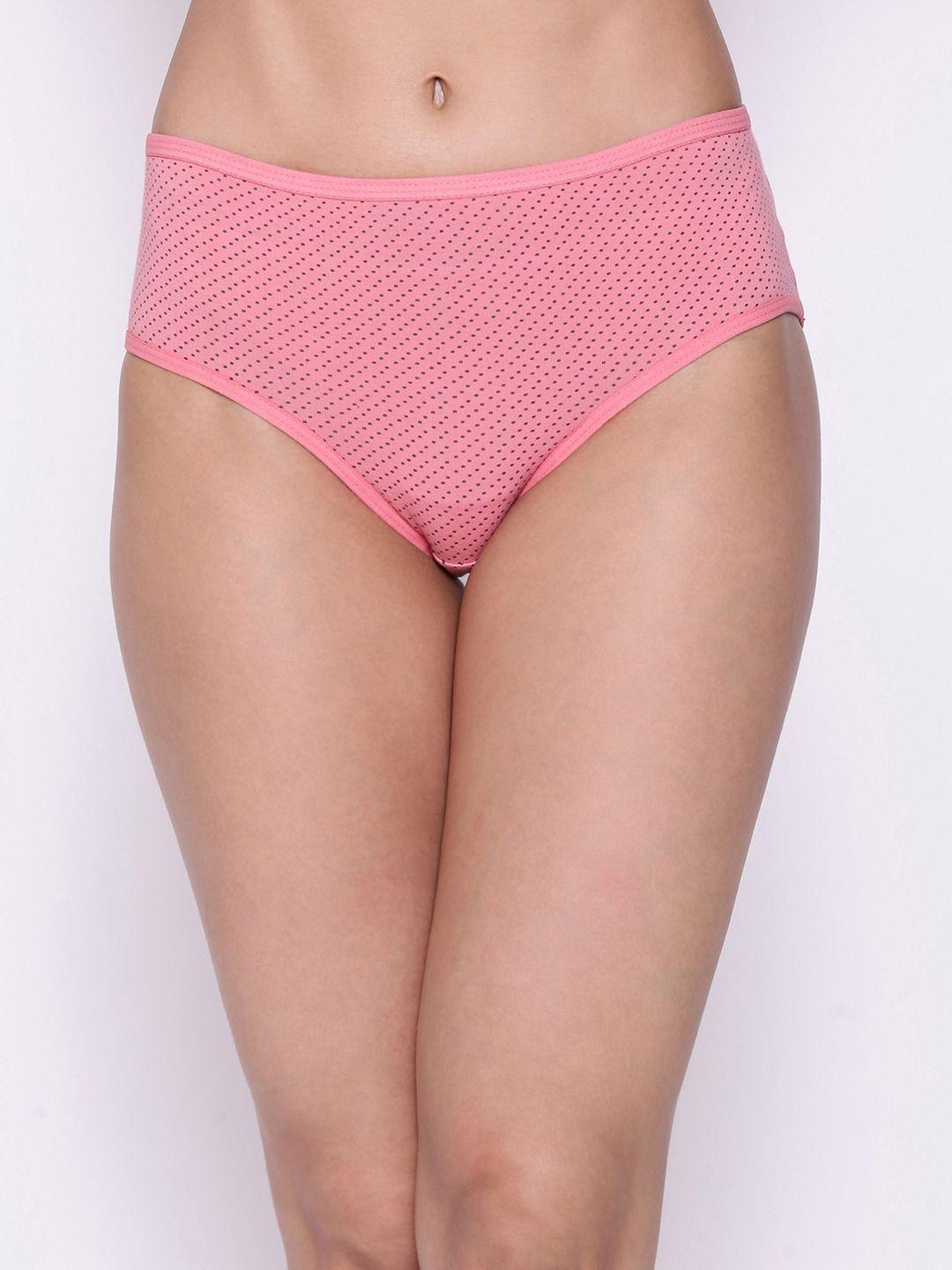 clovia-women-pink-&-black-polka-dot-printed-cotton-hipster-briefs-pn2854h22