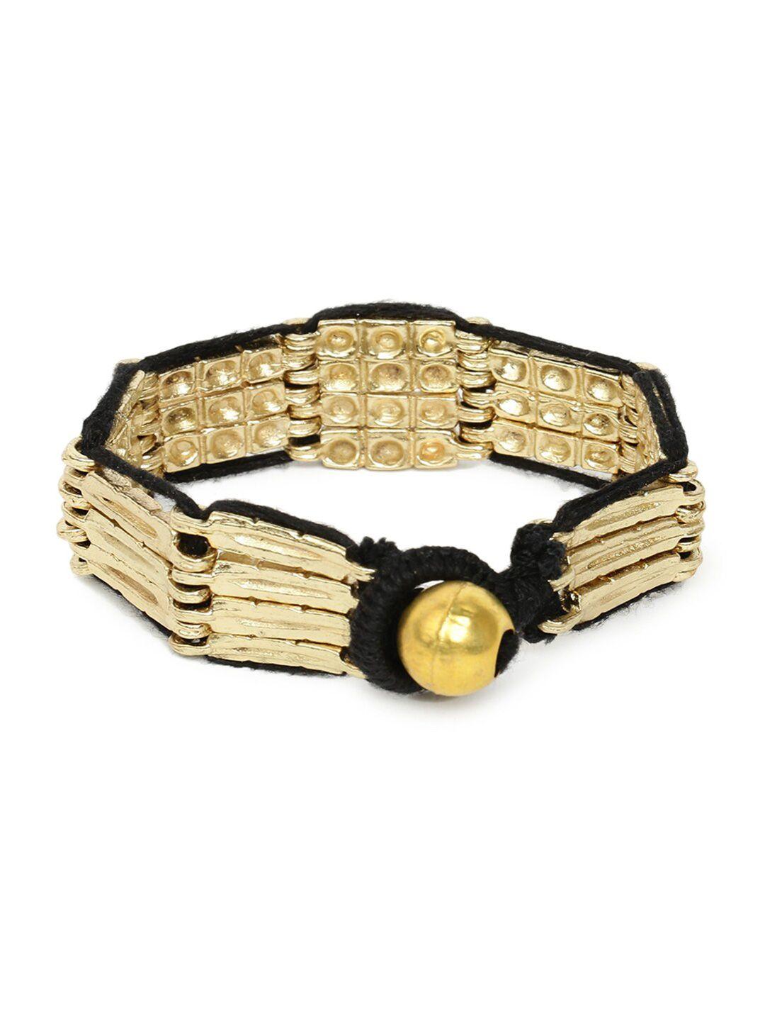 fabindia-women-gold-toned-&-black-bangle-style-bracelet