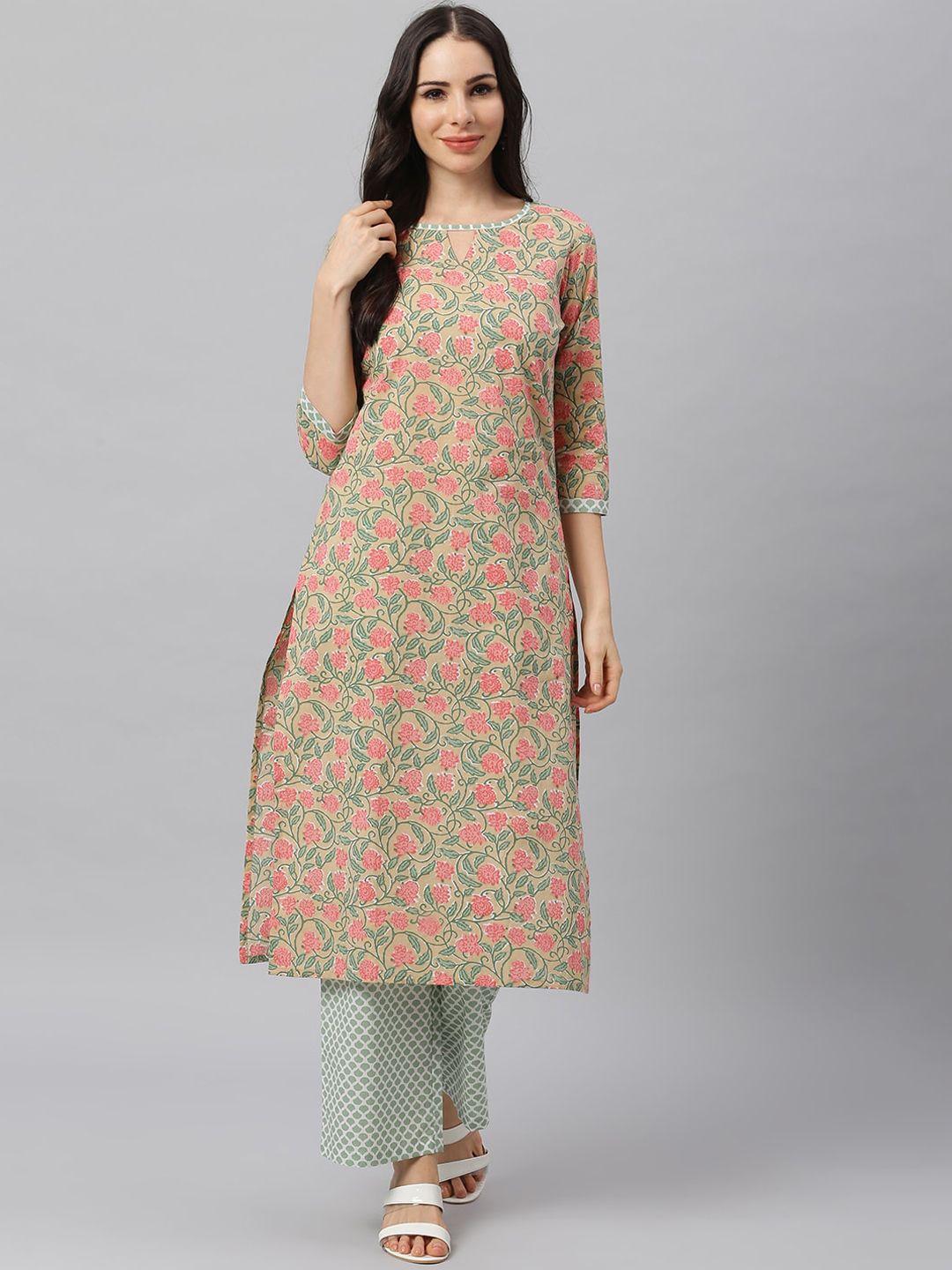 idalia-women-multicoloured-floral-printed-cotton-kurta-with-trousers