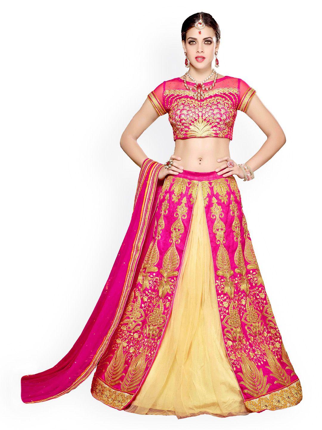 saree-mall-pink-embroidered-raw-silk-semi-stitched-lehenga-choli-material-with-dupatta