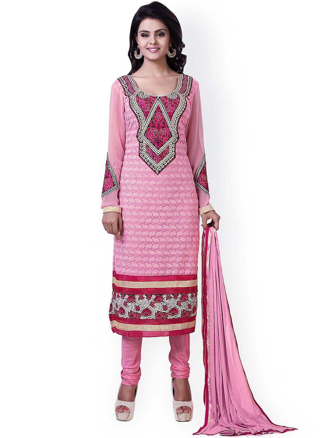 blissta-pink-georgette-unstitched-dress-material