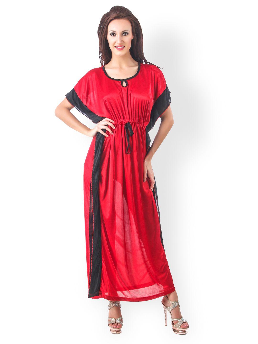 fasense-red-&-black-kaftan-nightdress