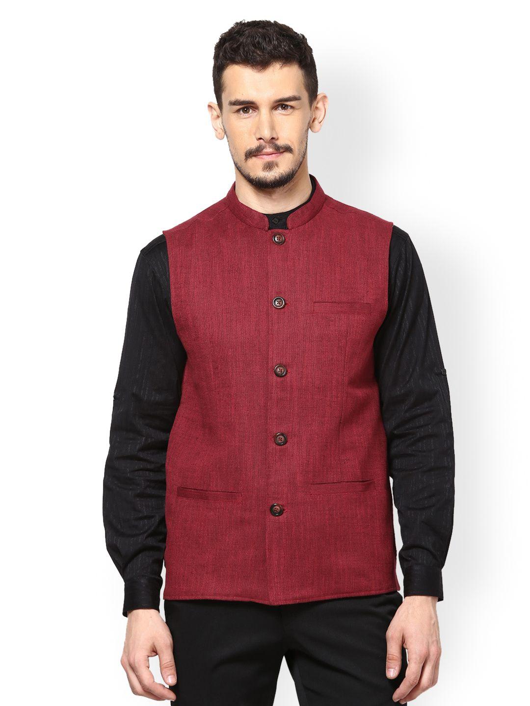 even-men-maroon-slim-fit-nehru-jacket