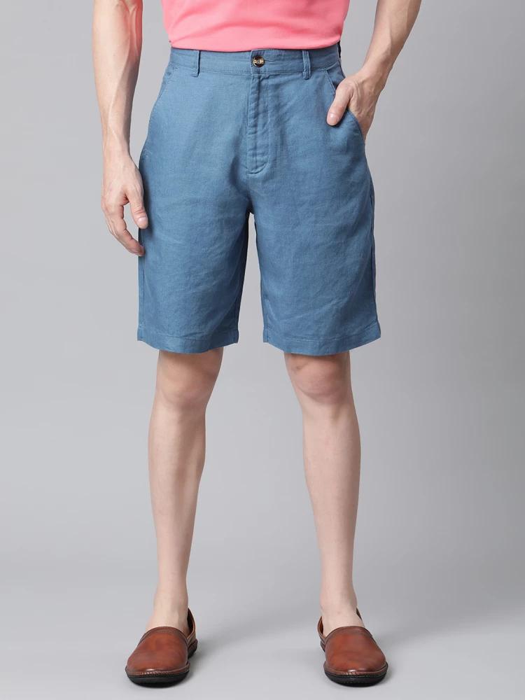 blue-solid-regular-fit-shorts