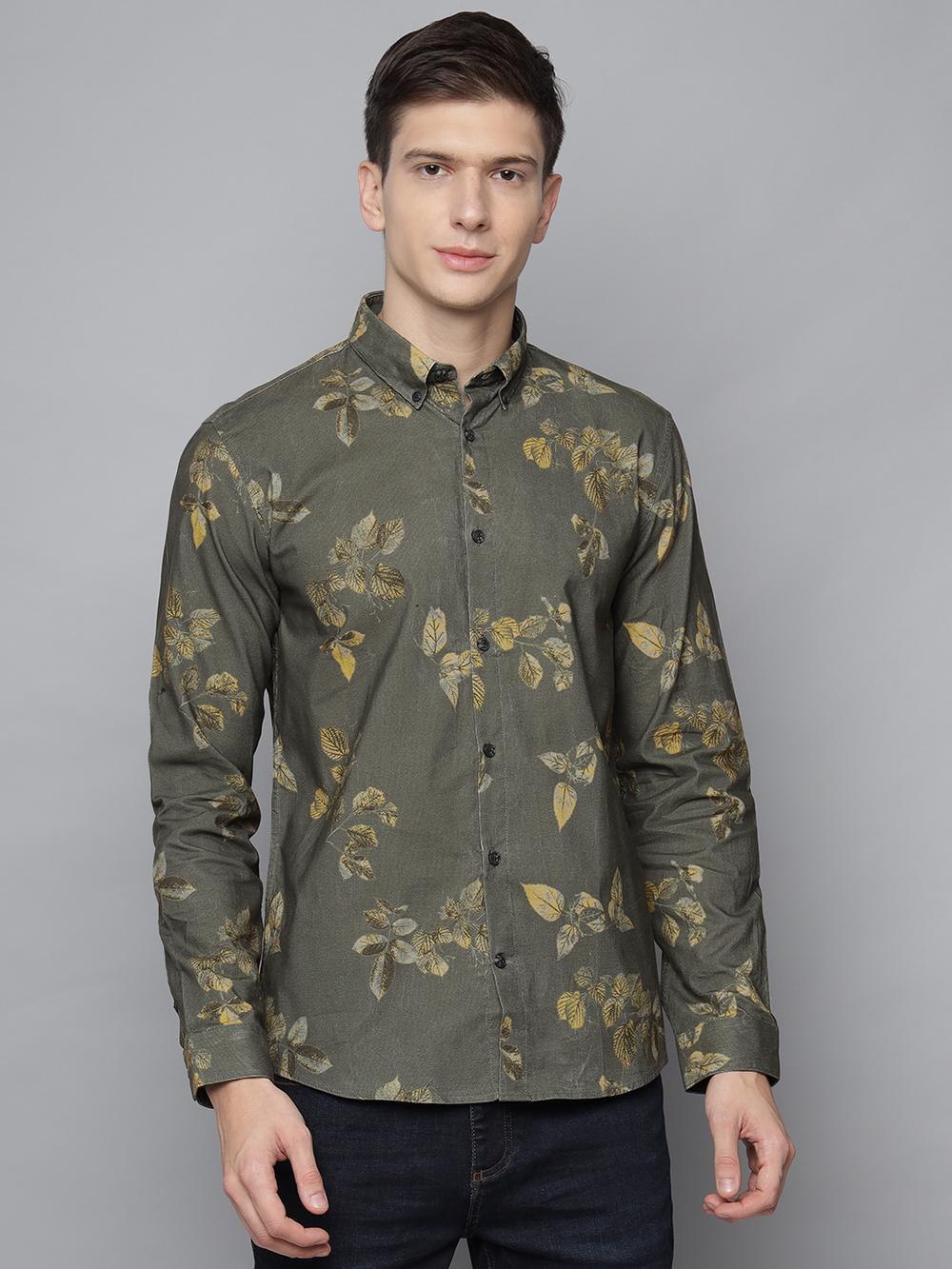 olive-printed-button-down-shirt