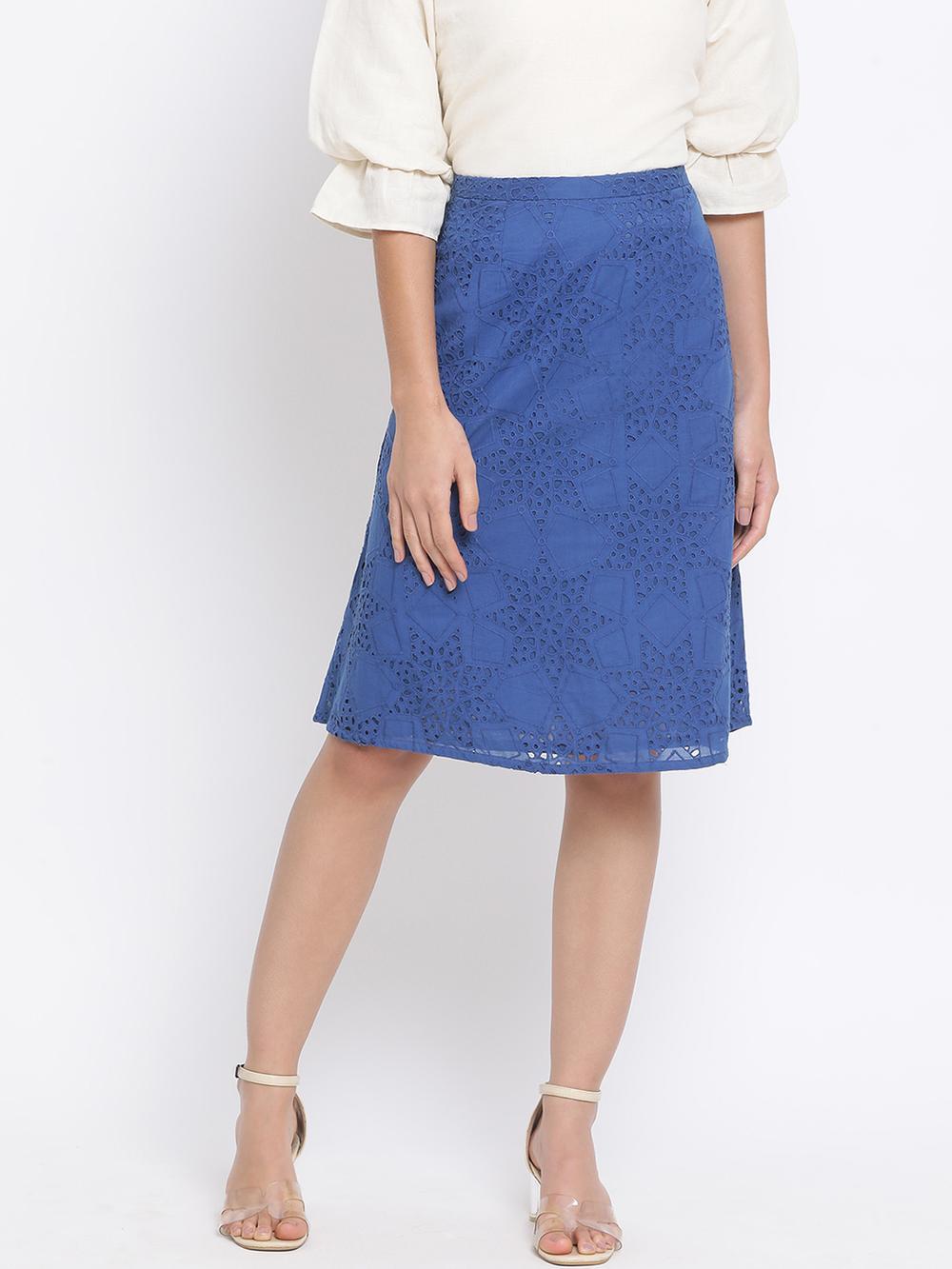 blue-solid-regular-fit-skirt