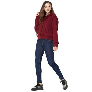 maroon-sweatshirt-with-hood-for-women