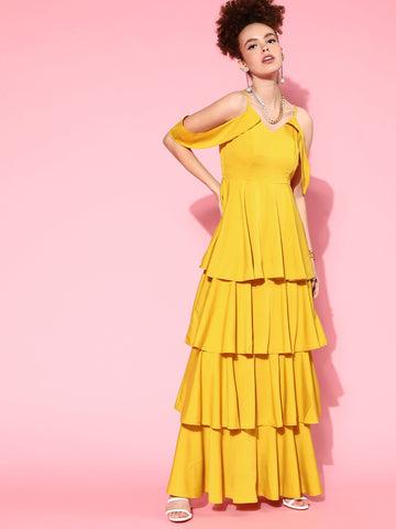 berrylush-women-solid-yellow-v-neck-cold-shoulder-flounce-hem-layered-a-line-maxi-dress
