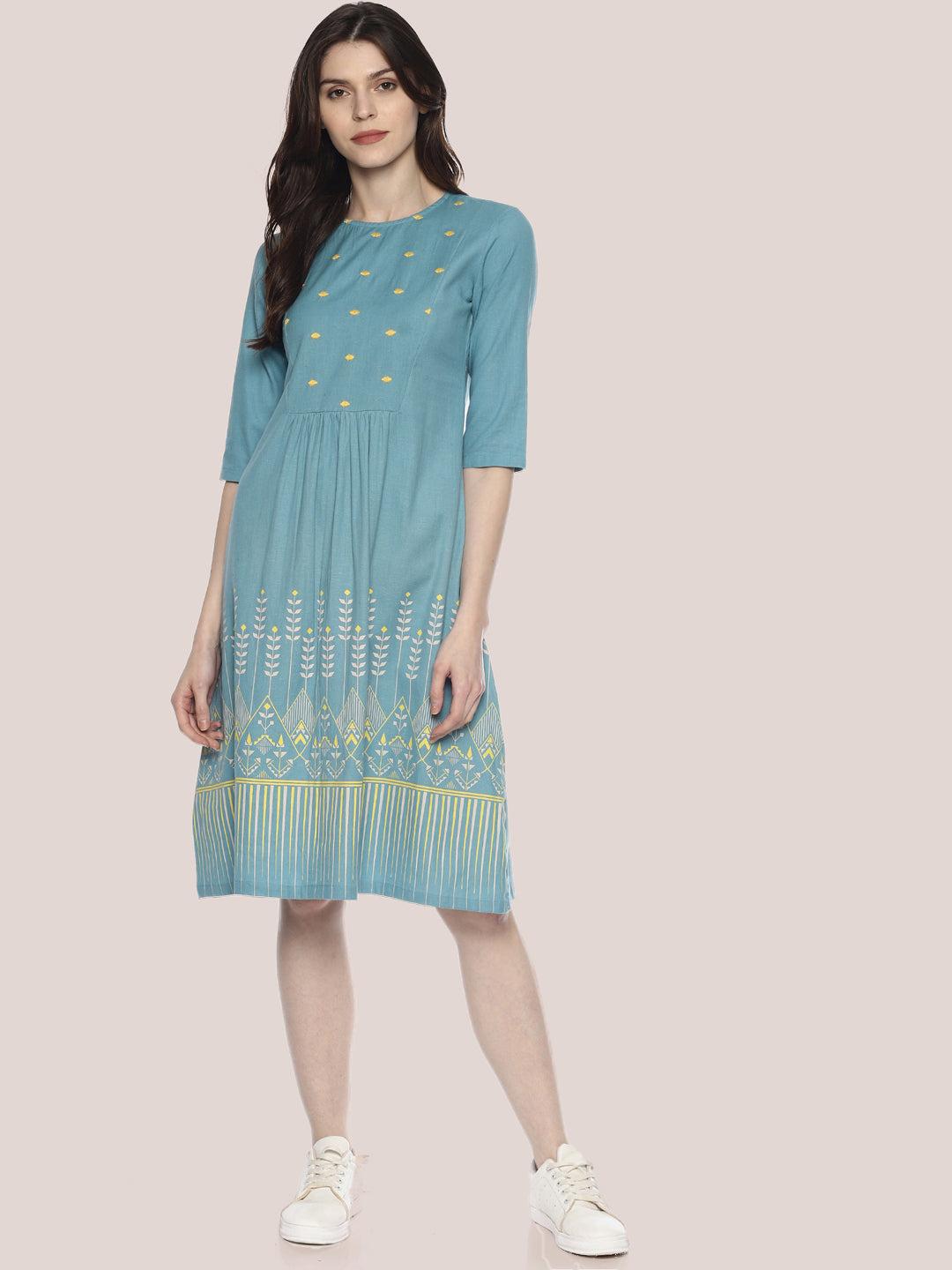 light-blue-embroidered-dress-with-border-print