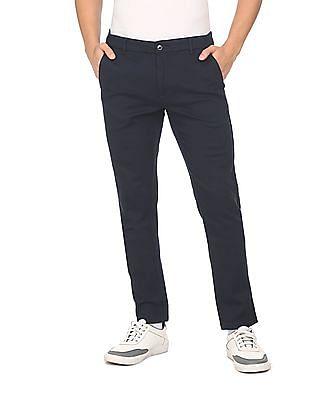 men-navy-bronson-slim-fit-solid-casual-trousers