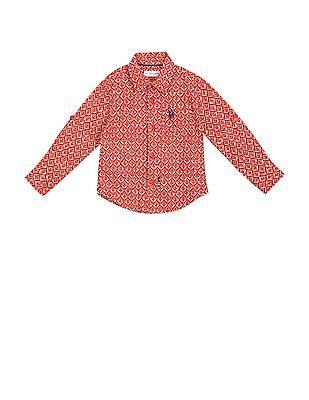 boys-red-spread-collar-printed-shirt