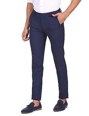 men-navy-mid-rise-solid-formal-trousers