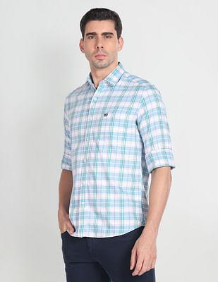 cutaway-collar-plaid-check-shirt