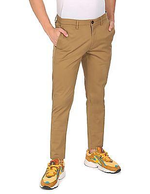 men-khaki-austin-tapered-fit-solid-trousers
